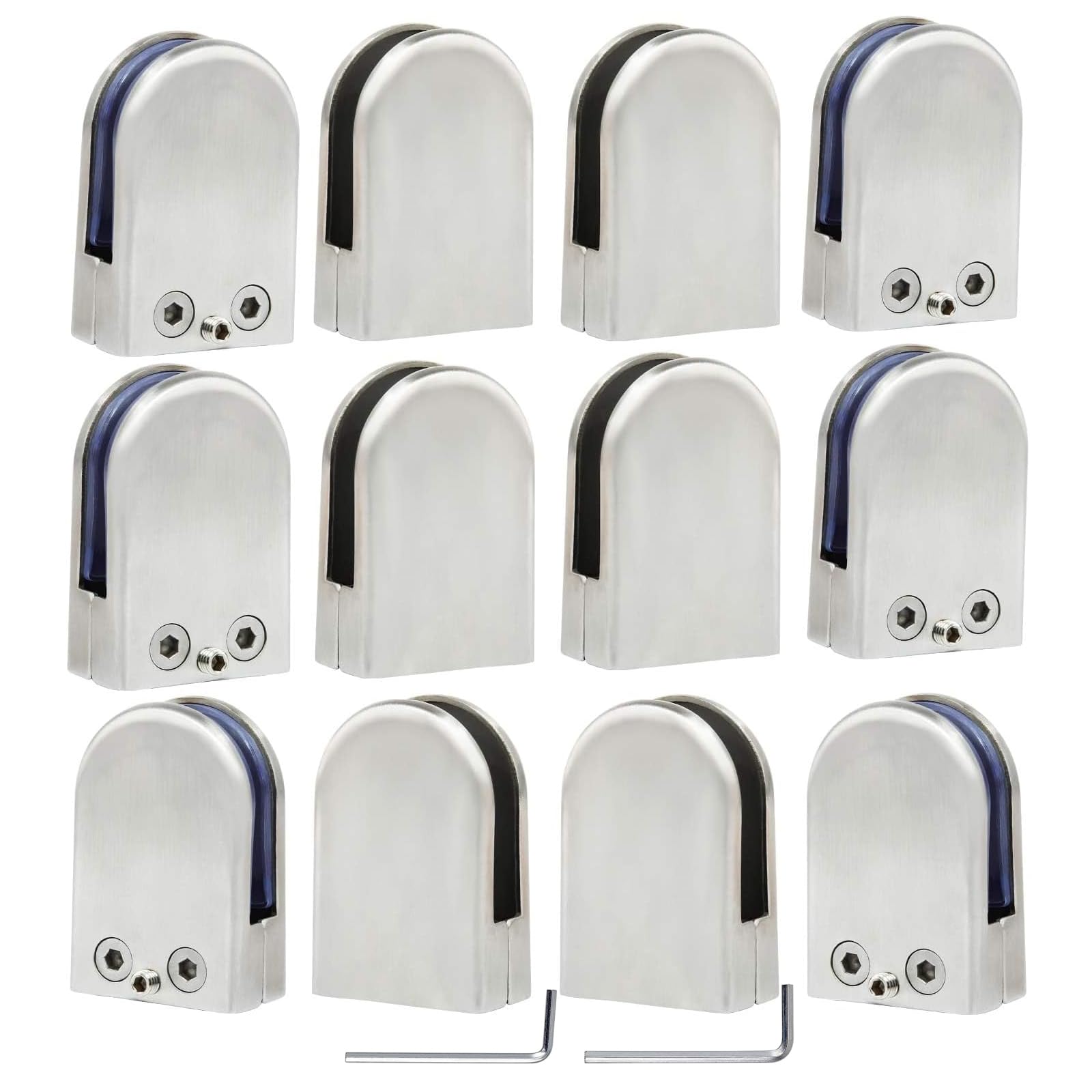 Discoball 12 x (10-12mm) 304 Stainless Steel Glass Clamp Clip for Stair Window (12-Pack) - Upgraded