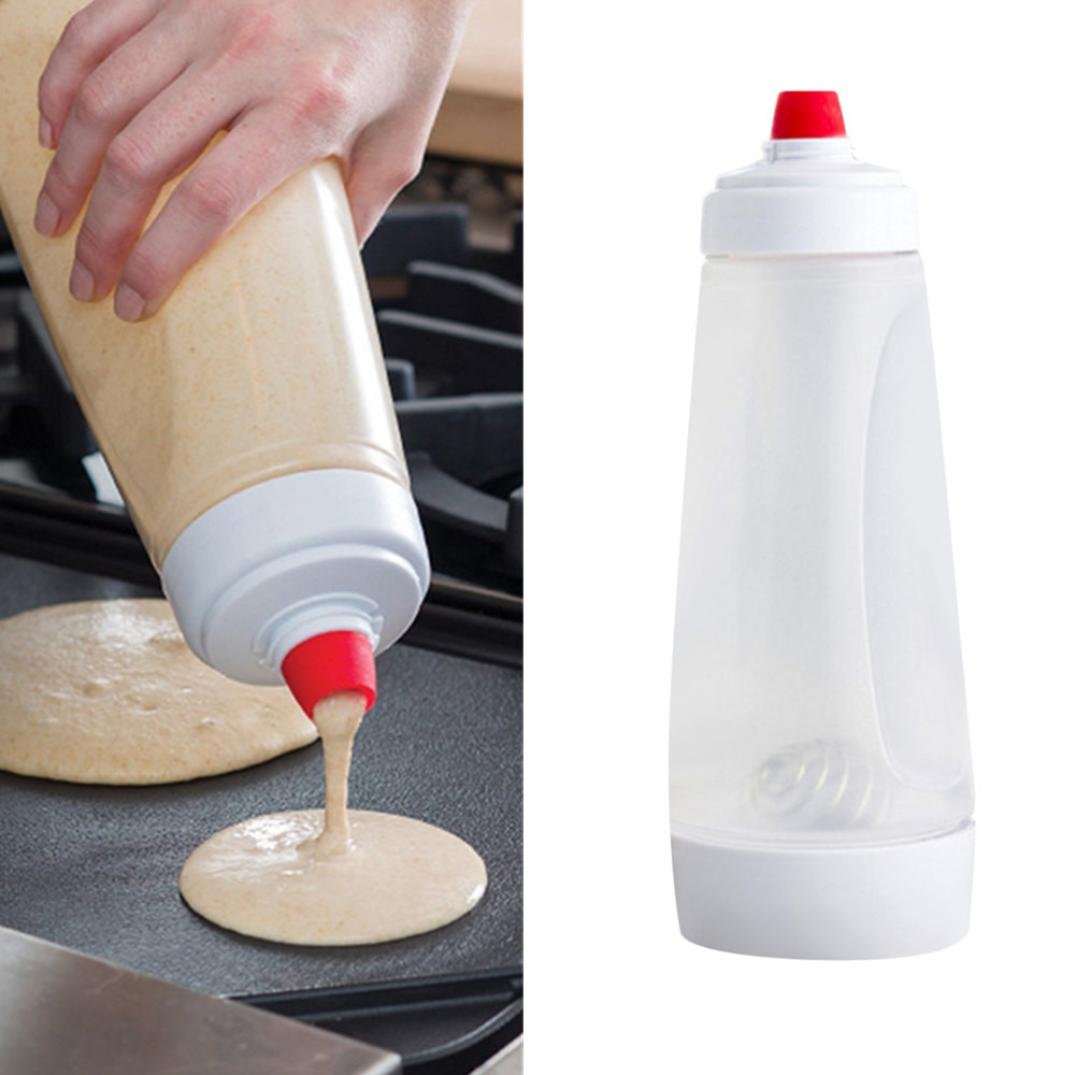 Pancake Batter Dispenser Bottle Mixer with Blender Ball Wire Whisk