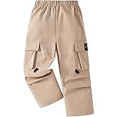 Twosya Boys' Cargo Joggers Pants Elastic Waist Casual Jogging Trousers