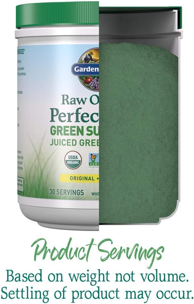 Garden of Life Raw Organic Perfect Food Green Superfood Juiced Greens Powder, Plant Based Dietary Supplement - Original Stevia-Free, 30 Servings (Packaging May Vary): Health & Personal Care