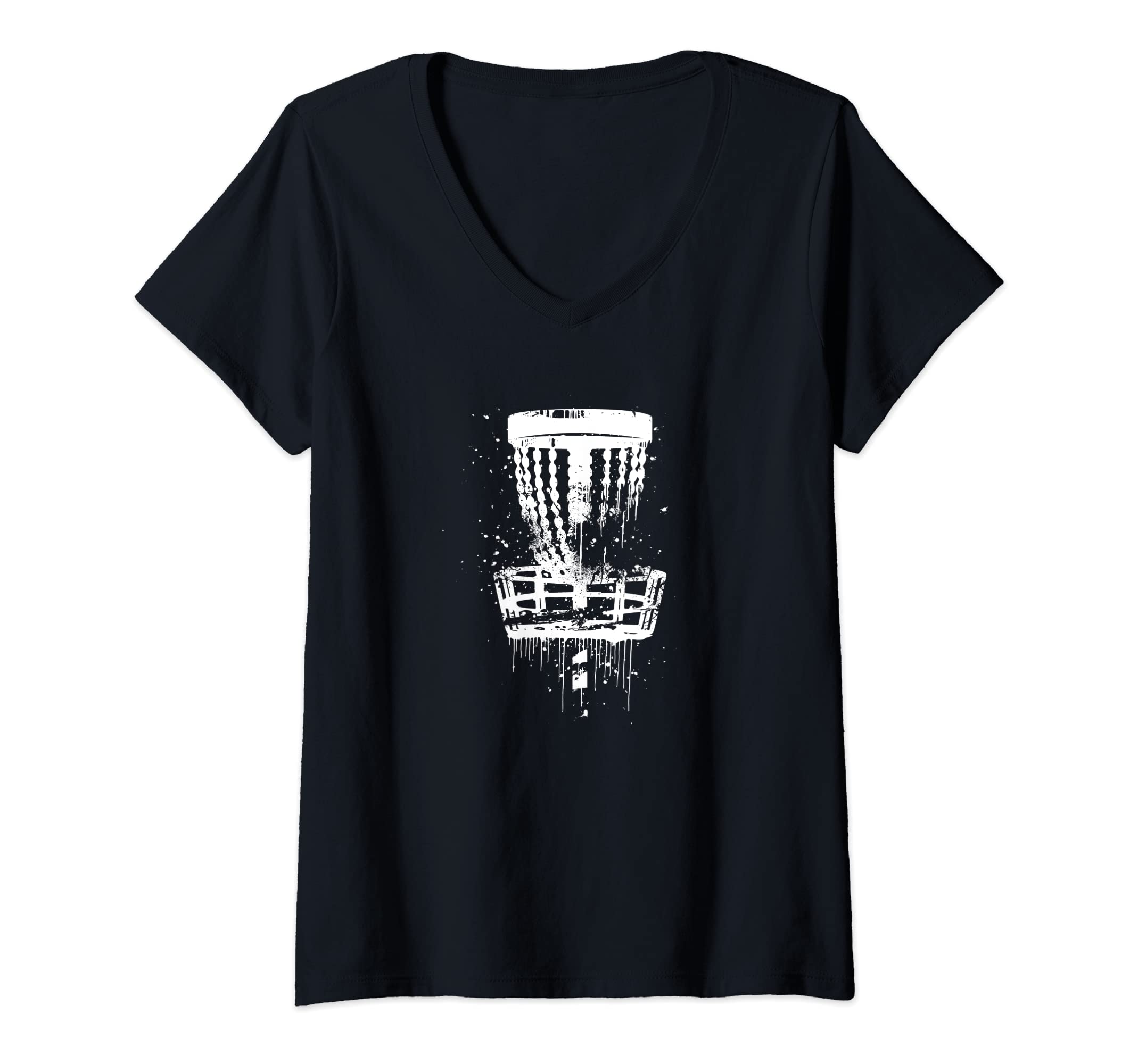 Womens Frisbee Golf Basket Chainz - Frolf Course Disc Golf Basket V-Neck T-Shirt