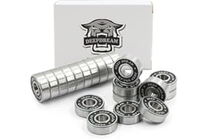 DEEPDREAM Premium 20Pcs 608rs Bearings Skateboard Bearings ABEC Bearings Chrome Steel Ball Bearing Longboard Bearings (8x22x7mm) for Quad Skate Double Rubber Sealed Miniature Deep Groove Bearings