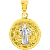 Jewelry America Solid 14K Yellow Gold St Benedict Medal Charm Saint Pendant