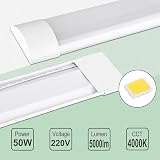 muzha 2 Packs LED Batten Light 5FT 50W 4000K 5000lm PC Body Low Profile view 3
