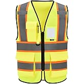 AYKRM 11 color High Vis Reflective Safety Vest for Women Men Pocket Zipper ANSI/ISEA Standard