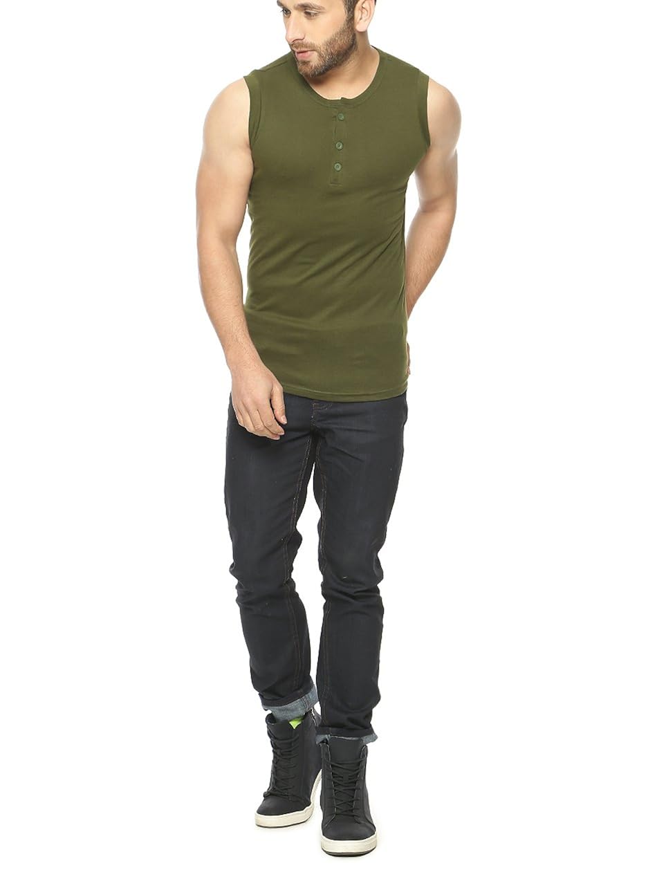 gritstones men's cotton round neck t-shirt (green)