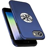 PELEPUES Shockproof Case for iPhone SE 3/SE 2020/7/8, [Embedded Finger Ring] Military Grade Phone Case Cover with Reinforced Metal Stand Kickstand [Support Magnetic Car Holder] for iPhone SE 3, Blue