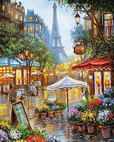 eGoodn 5D Diamond Painting Arts Full Drill Round Beads Paint by Number Kit, Canvas 15.8 by 19.7 inches, Eiffel Tower B, No Frame