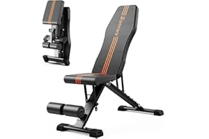 SAILUPXINYUAN 800LBS Adjustable Weight Bench - Bonvork Foldable Workout Bench Press with 20.5'' Extended Base for Home Gym, Folding Decline Incline Strength Training Bench for Full Body Exercise - 2024 Version