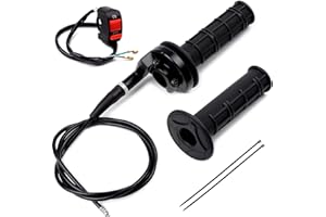 Heymaillc 22mm 7/8 Soft Rubber Twist Throttle Accelerator Handle Grips Throttle Cable Kit for CT200U Baja Doodlebug Db30 Mb165 50cc 90cc 110cc 125cc SSR Coolster Apollo CRF50 Pit Dirt Bike(Black)