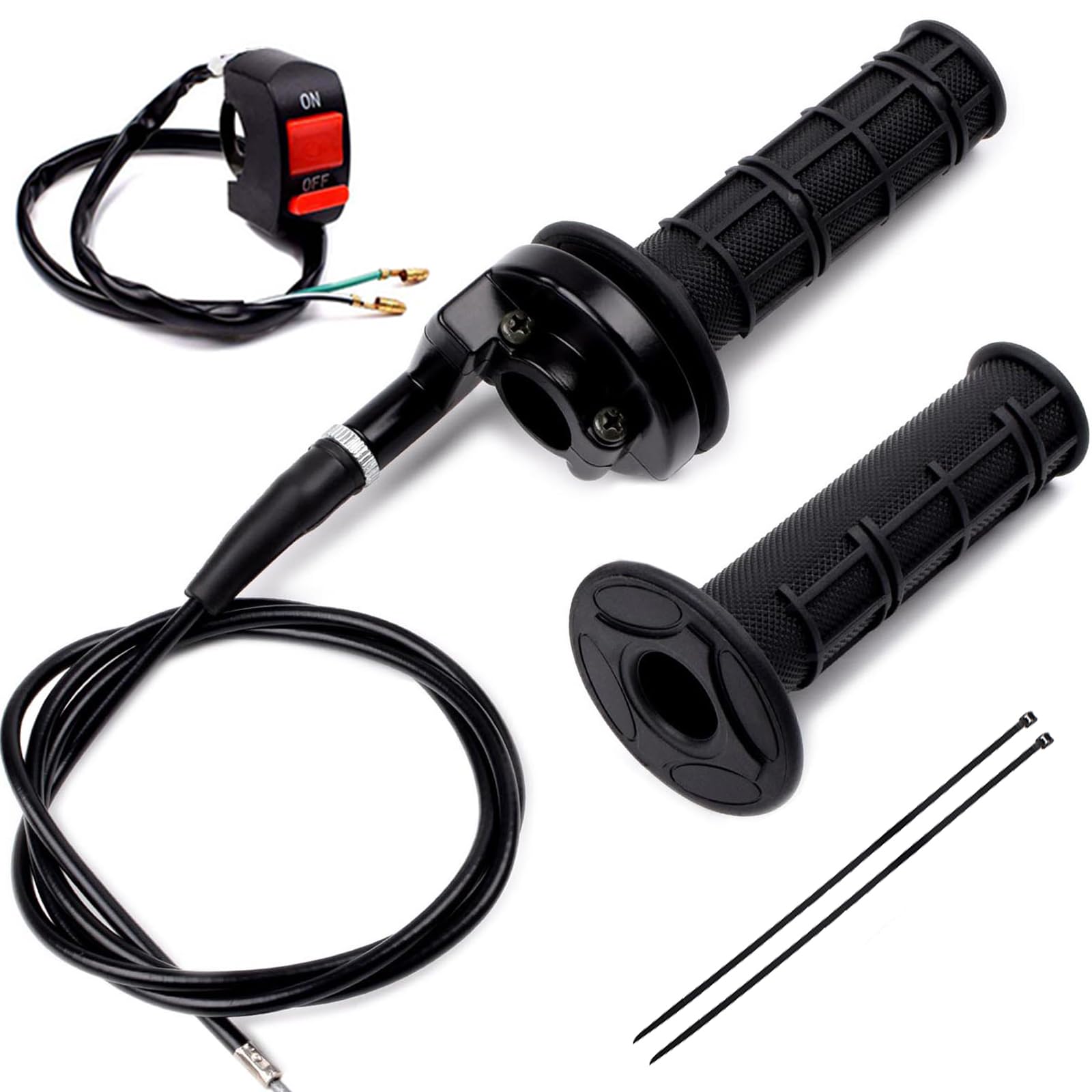 Photo 1 of Heymaillc 22mm 7/8 Soft Rubber Twist Throttle Accelerator Handle Grips Throttle Cable Kit for CT200U Baja Doodlebug Db30 Mb165 50cc 90cc 110cc 125cc SSR Coolster Apollo CRF50 Pit Dirt Bike(Black)
