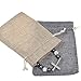 BCP Pack of 10pcs 5x3.25 Inch Double Linen Drawstring Bags/ Gift Bag Pouch for Party / Wedding (Light Brown and Gray Color)