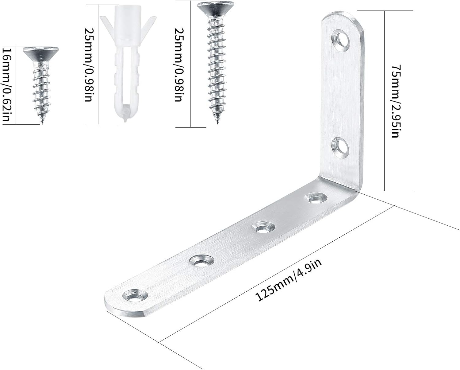 4 Pcs Shelf Brackets, L Shaped Metal Brackets, Right Angle Corner Brace Bracket, Wall Support Brackets - Image 3