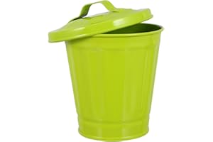 Toyvian Mini Desktop Trash Can with Lid, Small Decorative Waste Bin for Bedroom and Office, Green Covered