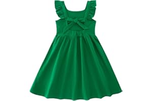 ALLIFLY Little Girls Tie Back Dress Kids Vintage Sundress Casual Sleeveless Dresses 3-7 Years