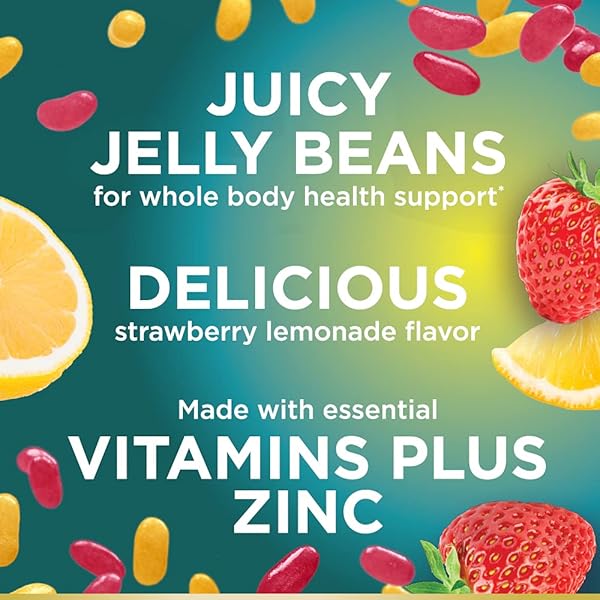 NATURE’S BOUNTY MULTI JELLY BEANS, WITH ZINC, BIOTIN, VITAMINS A, D, E, K, DAILY SUPPORT FOR WHOLE BODY HEALTH, STRAWBERRY-LEMONADE FLAVOR, 120 COUNT