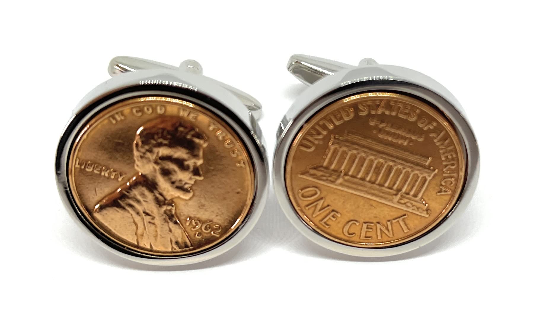 Premium 1962 Original American Lincoln Cent birthday / Anniversary Cufflinks ideal for a 61st birthday HT SLV Gift