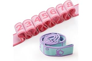 Xensamy 2 PCS Stretch Strap for Kids Dance Elastic Band for Children Gymnastics Stretching Strap Kids Stretching Bands Stuff Multi-Loop Adjustable Bands Stretching Resistance Ballet Bands -8 Loops
