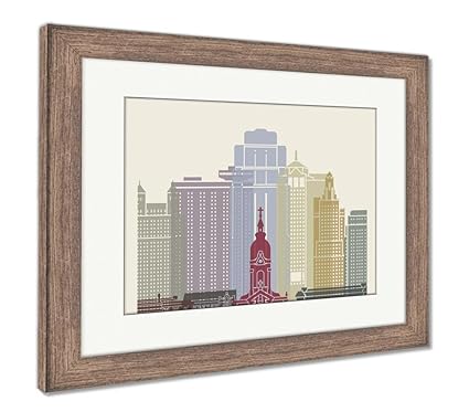 Amazon Com Ashley Framed Prints Kansas City Skyline Poster Wall