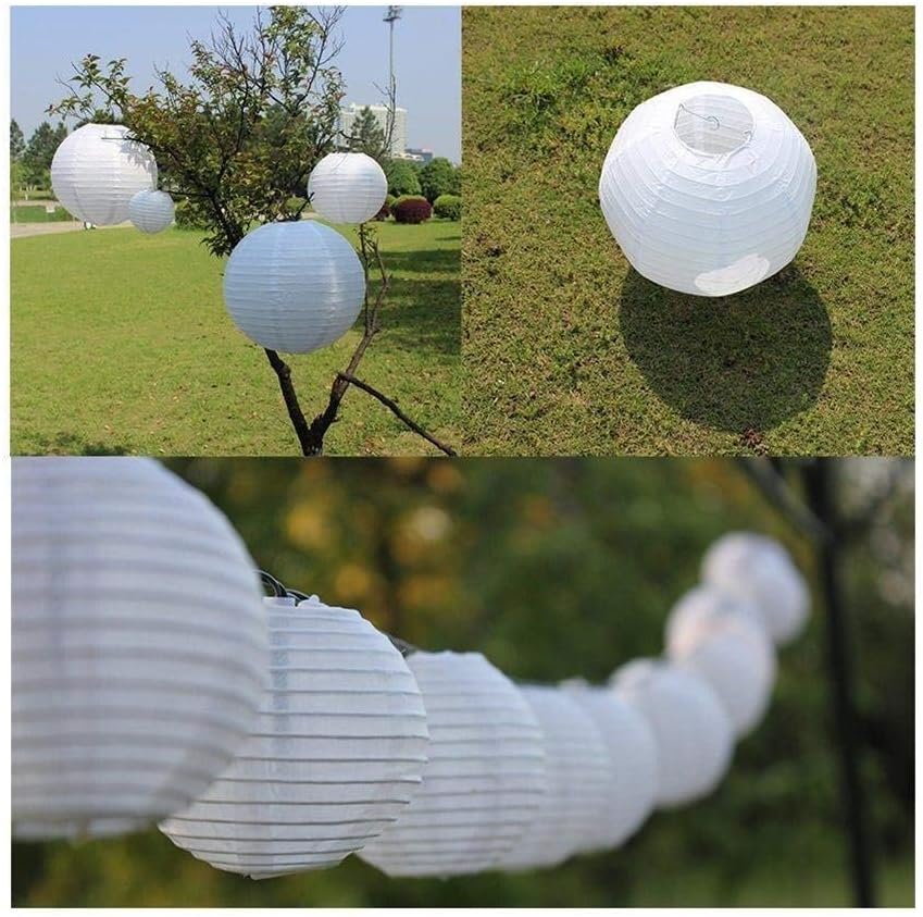 FullBerg 20 White Paper Lanterns Diameter 25 cm 10 Inch Round Ball Shape Lampshade for Wedding Church Garden Party Decoration Paper Lantern Paper Lamps - Image 5