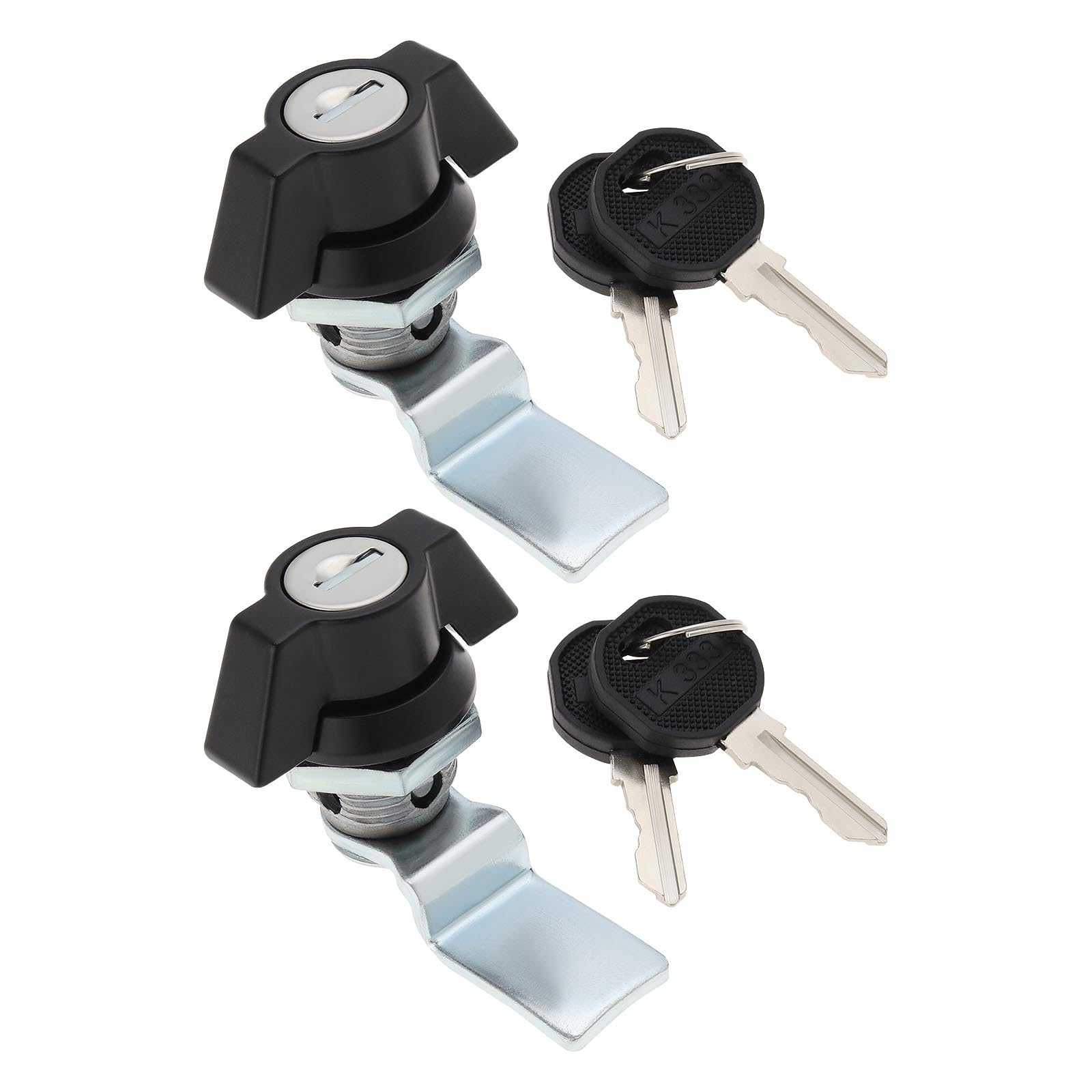 eMagTech 2 Set Zinc Alloy Quarter Turn with Keys Cut Out 22mm x 20mm for Control Cabinet, Meter Cabinet Small Distributor Cylinder Lock Toggle, Black