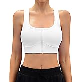 INKEEP Womens Zip Front Sports Bra Medium to High-Impact Cross Back Padded Bras for Yoga Running