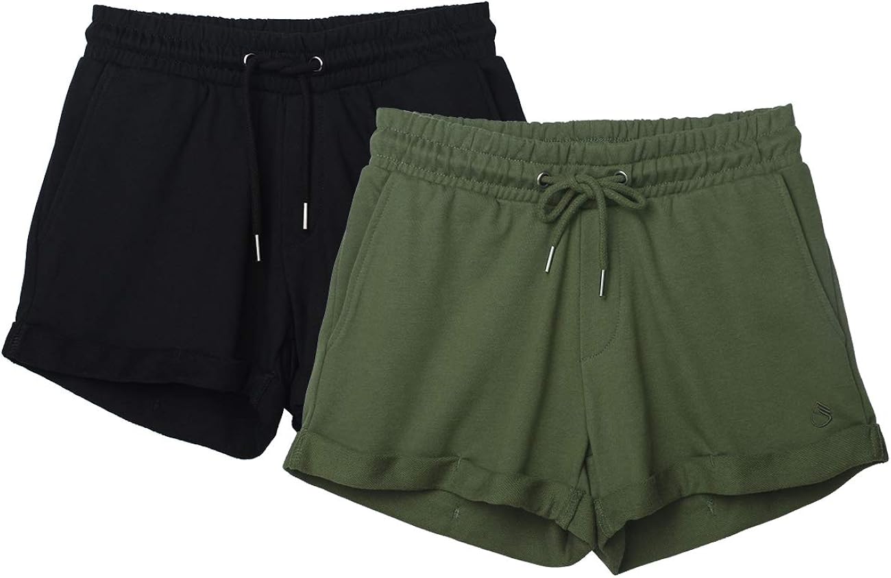 icyzone Workout Lounge Shorts for Women - Athletic Running Jogging Cotton Sweat Shorts(Pack of 2): Clothing