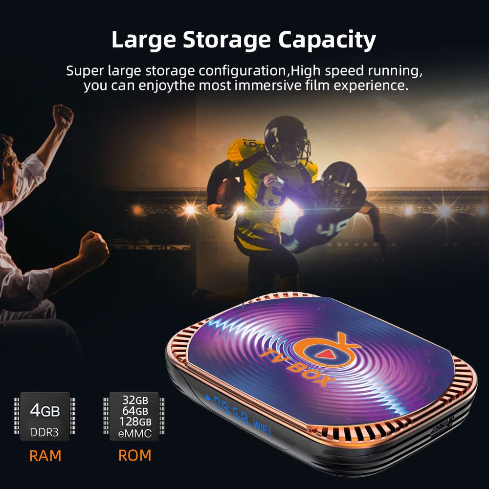 Android 11.0 TV Box 4GB RAM 32GB ROM TV Box MXIII X4 Amlogic S905X4 64-bit Quad Core with Dual Wi-Fi 2.4G/5.0G, BT 4.0/ 3D Ultra HD 8K/ H.265/ 1000M LAN/USB 3.0 Smart TV Box