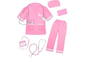 ANPHILE Kids Veterinarian Costume, Kids Doctor Vet Costume Outfit Pretend Play Dress Up Set for Career Day