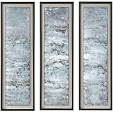 Uttermost 35374 Ocean Swell -Metal Art (Set of 3), Black/Beige Linen/Gold Leaf/Aqua/Silver Leaf/Gray/White/Charcoal/Painted T