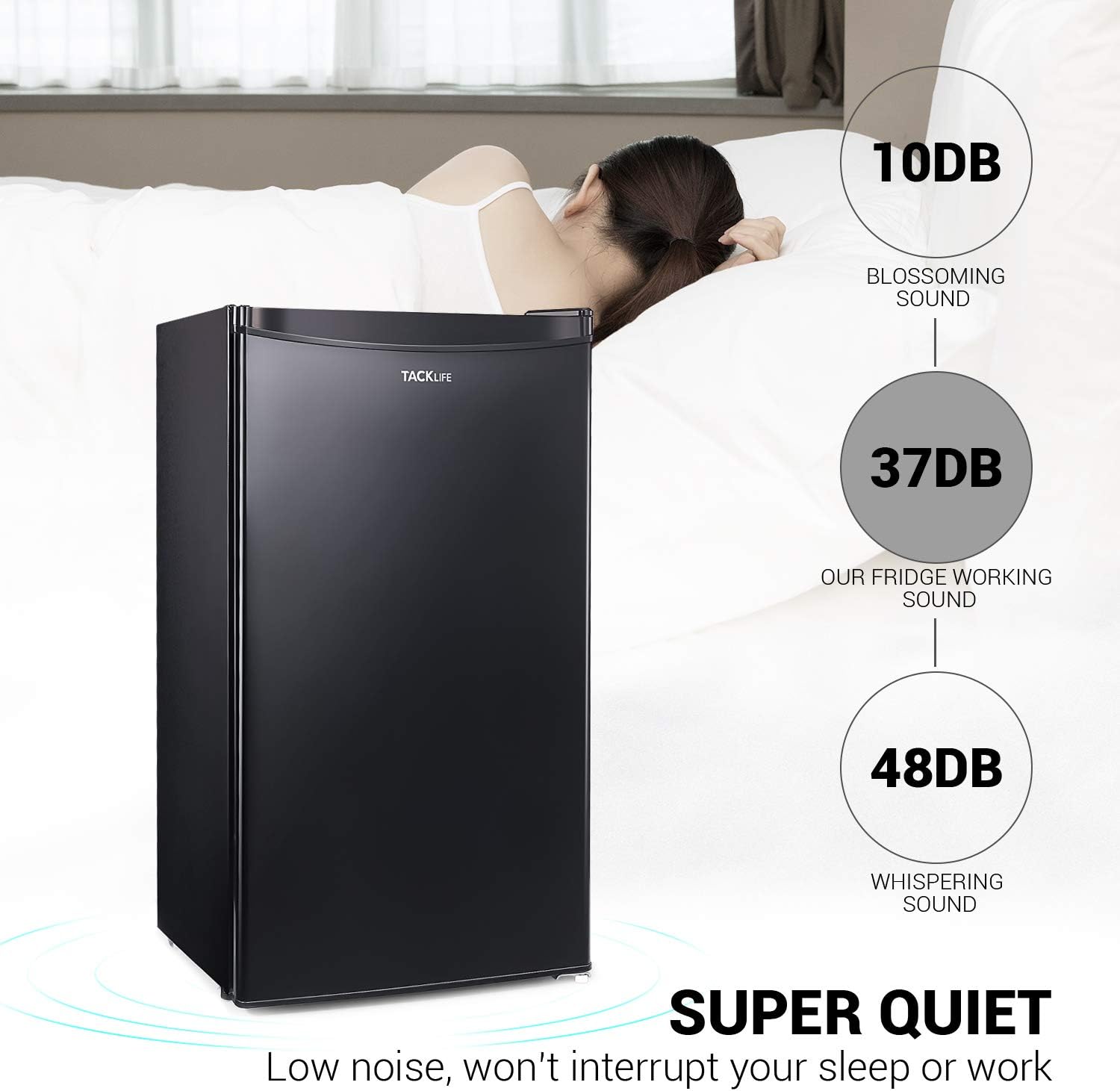 TACKLIFE Compact Refrigerator, 3.2 Cu Ft Mini Fridge with Freezer, Energy Star Rating, Low noise, for Bedroom Office or Dorm with Adjustable Temperature, Removable Glass Shelves- MPBFR321: Appliances