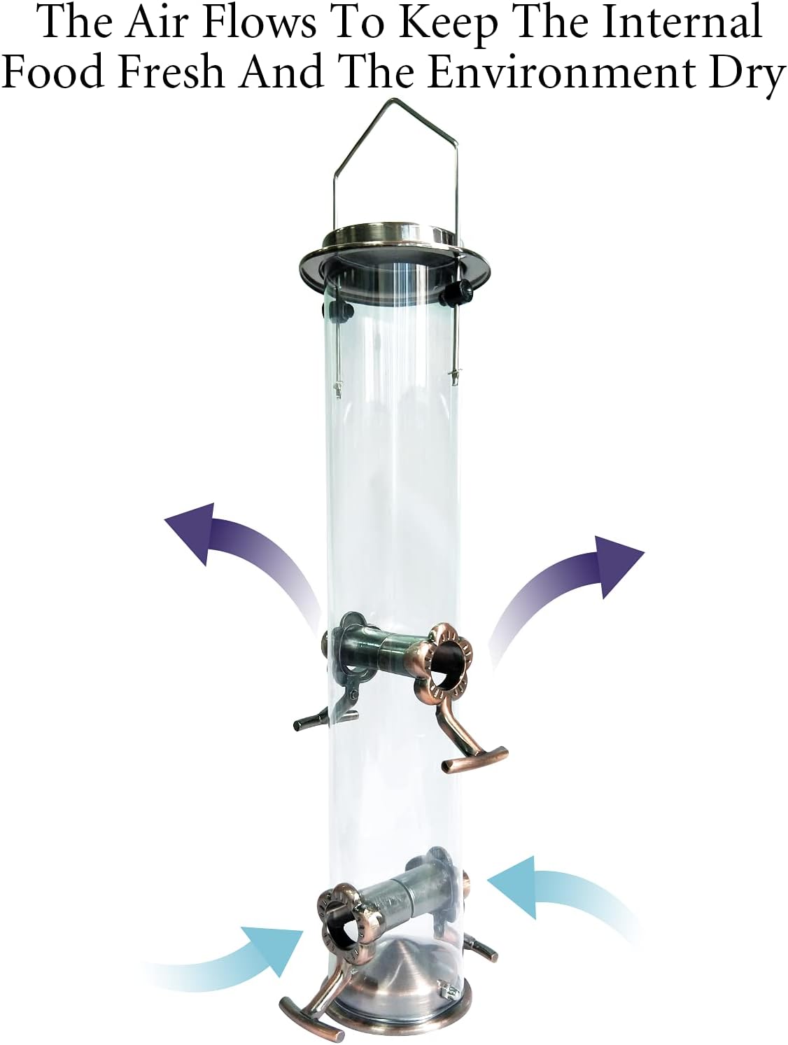 KVISTER Bird Feeder for Outside, Finch Feeder w/4 Feeding Ports, Stainless Steel Hanging Wild Bird Feeders for Garden Backyard Outdoor Decoration Attracting Birds(1PC) : Garden & Outdoor