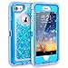 Dexnor iPhone 7 Case, iPhone 6S Case, Glitter 3D Bling Sparkle Flowing Liquid Case Transparent 3 in 1 Shockproof TPU Silicone Core + PC Frame Case Cover for iPhone 7/6s/6 - Blue