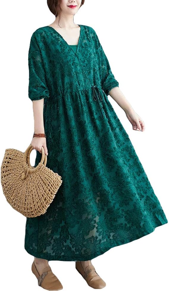 Amazon チーアン ｔｉａｎｎ ワンピース レディース ロングワンピース チュニック レース インナーワンピース 体型カバー ２点セット ワンピースドレス フォーマルワンピース 着痩せ ゆったり パーティー 日常 カジュアル 大きいサイズ ワンピース チュニック 通販