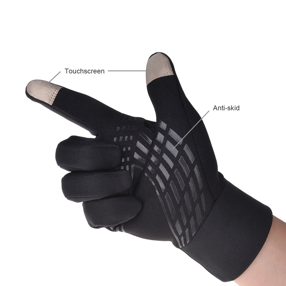 Vbiger Herren Touchscreen Handschuhe Winterhandschuhe Anti-Rutsch Outdoor Sport Handschuhe Fahren Radfahren Handschuhe mit Fleece Liner, XL,  Grau