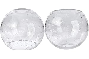 Rivqahra 2 Pack Clear Seeded Glass Globe Shade Replacement Globe & Cover for Lighting Fixture, 5.9" Diameter, Vanity Globe Lamp Shade for Wall Sconces Chandelier Pendant Light, 1-5/8 inch Fitter