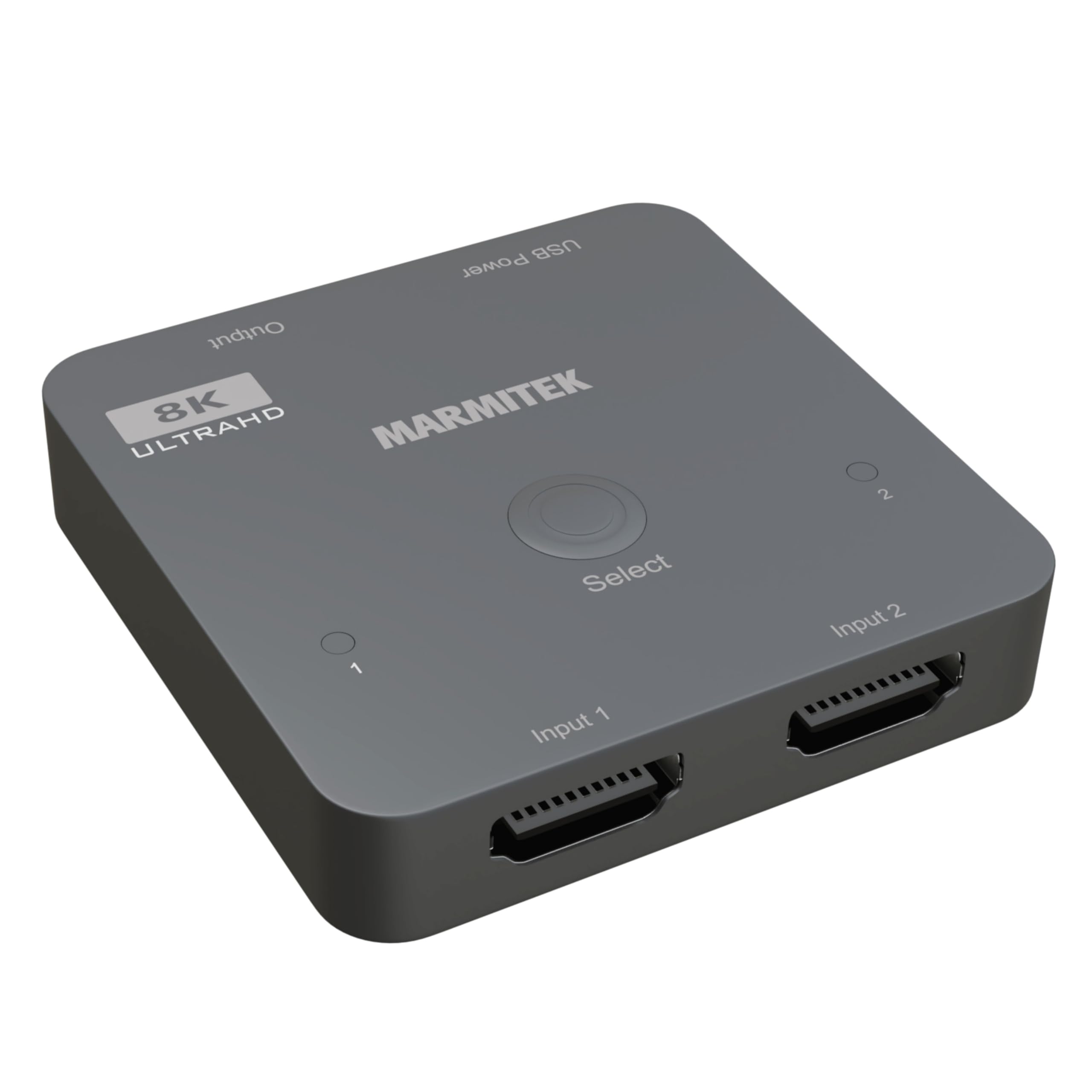 8K HDMI Switch Marmitek AS28 – 2 in 1 Out – 8K 60Hz & 4K 120Hz – HDR10+, Dolby Vision, VRR, ALLM, QMS, QFT – Auto Switching – Compact HDMI 2.1 Selector for Gaming & Home Theater