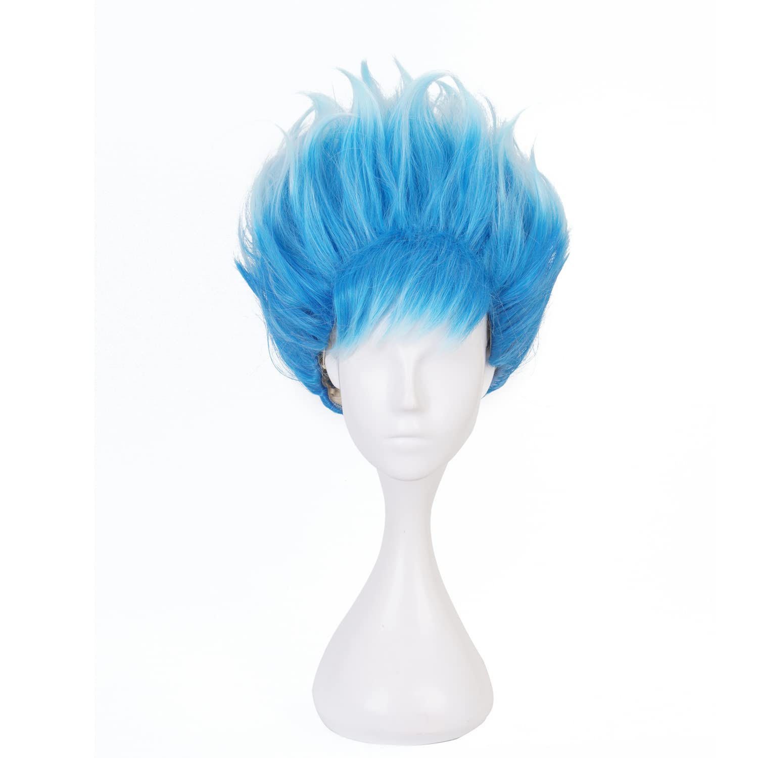 Light Bule Mixed White Short Wig for Anime Costume with Bangs Heat Resistant Synthetic for Men Women Halloween Family Make Up Party Cos Replacement Wigs