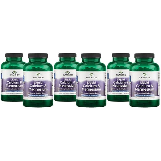 Amazon.com: Swanson Liquid Calcium & Magnesium 300/150 Milligrams 200 Sgels 2 Bottles: Health & Personal Care