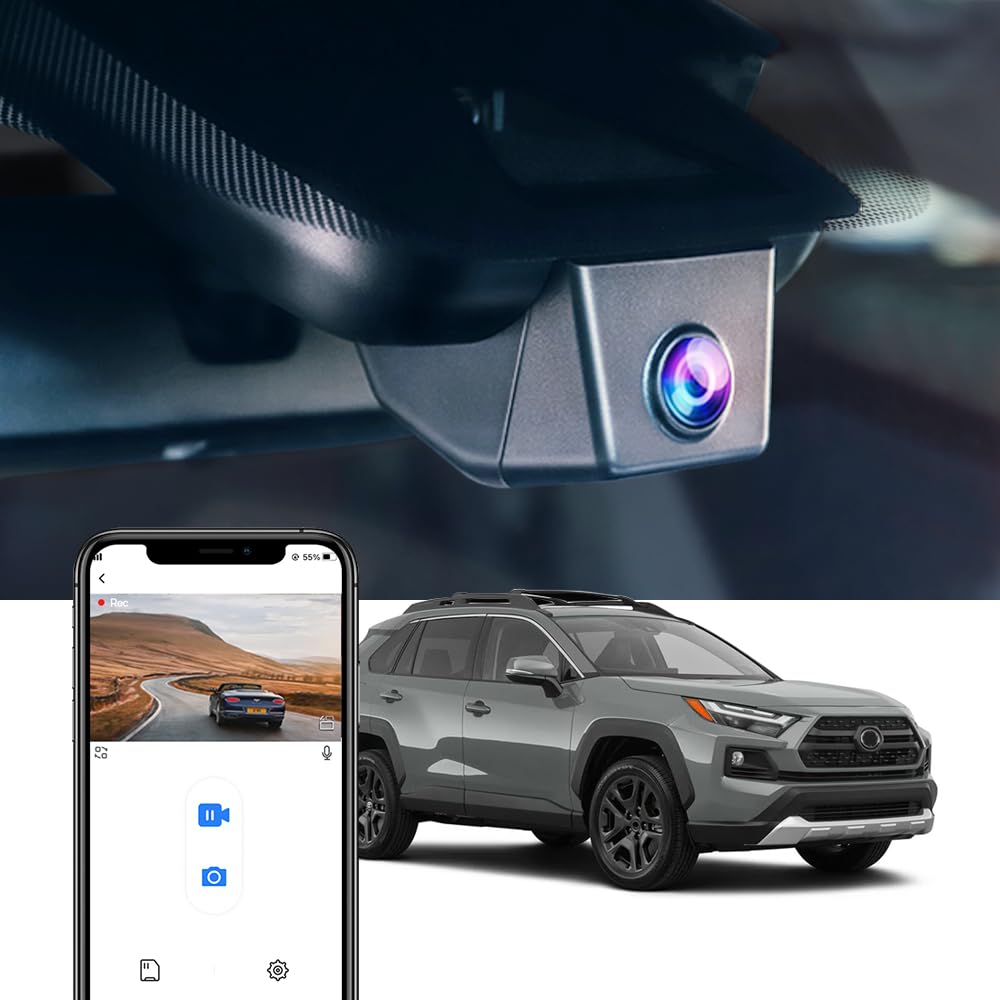 Fitcamx 4K Dash Cam Suitable for 2022-2025 Toyota RAV4 LE XLE Limited XSE Adventure SE Premium Hybrid Gen5 (Model B), OEM Factory Look, UHD 2160P Video WiFi, G-Sensor, Loop Recording, 64GB Card