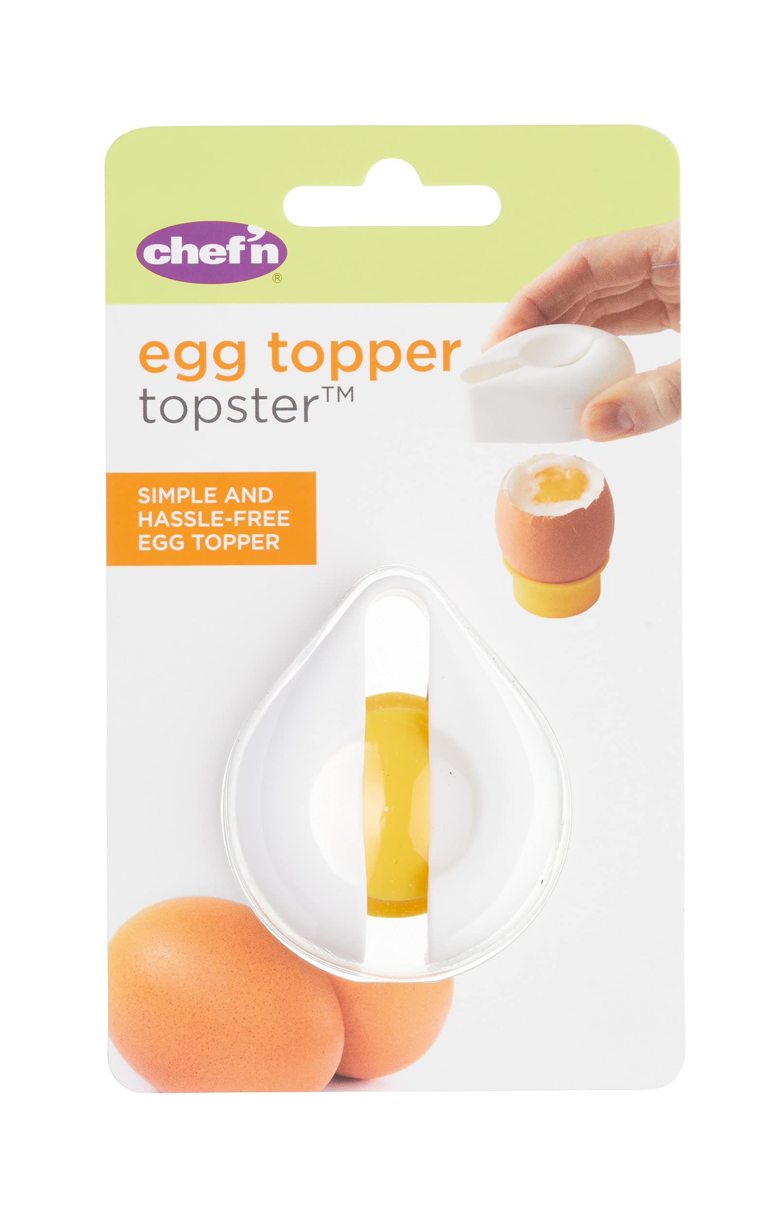 Chef’n Topster Boiled Egg Topper, Plastic/Stainless Steel, White, 6.5 x 5.5 x 2 cm