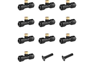 POCKET PANDA Connector Black 10PCS, Mister Nozzle Replacement Kit for Homenote,Lekit,Bonviee,lifeegrn, 10 Pcs Outside Brass Mist Nozzles & Tees for 1/4'' Hose, Outdoor Water Misting Cooling System, Pation Misting