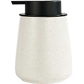 12Oz Ceramic Liquid Soap Dispenser - Modern Lotion Hand Soap Dispenser with Easy-to-Press Black Pump, Reusable and Refillable Dish Soap Dispensers for Bathroom & Kitchen, Speckled Matte Beige