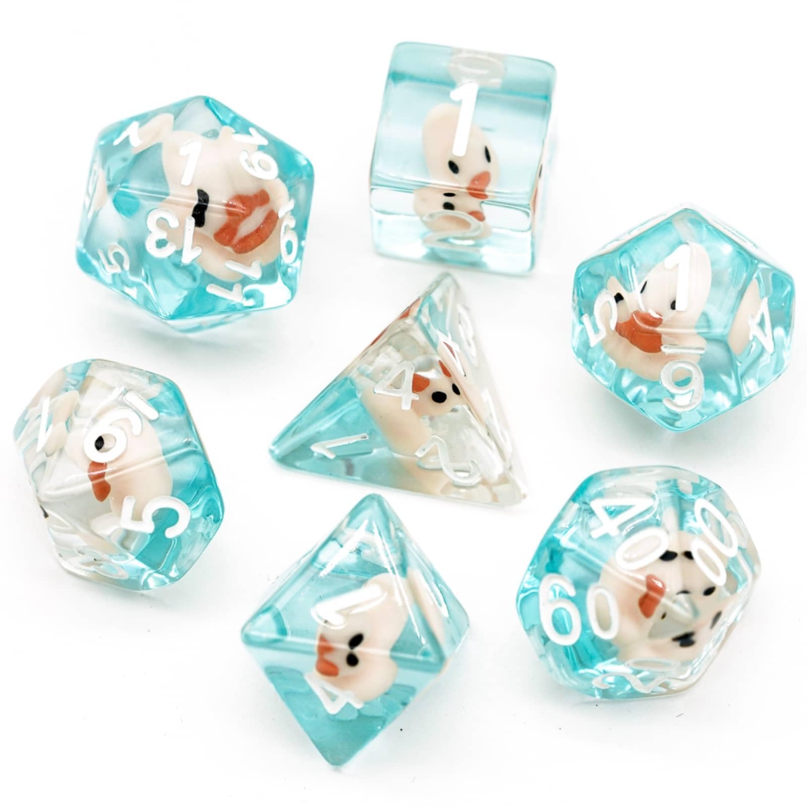cusdie 7-Die DND Dice, Polyhedral Dice Set Filled with Animal, for Role Playing Game Dungeons and Dragons D&D Dice (Pink Duck) — image 1