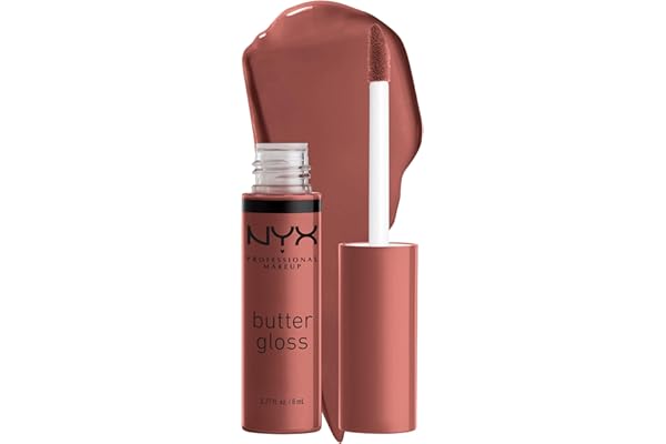 NYX Professional Makeup Butter Gloss, Silky smooth non-sticky formula lip gloss, Praline (Deep Nude), 8mL