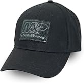 M&P by Smith and Wesson Mens Hat Black and White Patch Logo Baseball Cap Officially Licensed, Black
