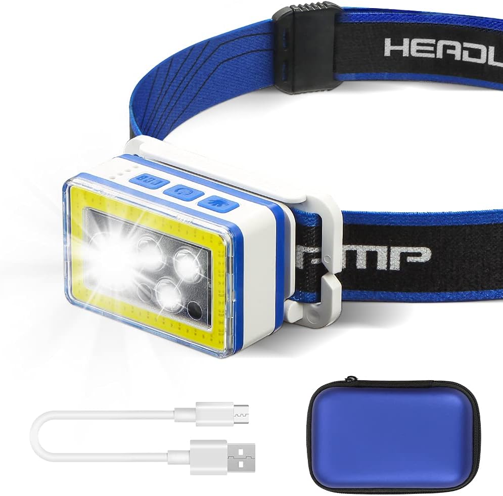 Alyattes Headlamp, Ultra Bright USB Rechargeable LED Headlight, 9 Modes Waterproof Head Lamp with Motion Sensor Headlamps Flashlight for Head Adults Camping Running Hiking Fishing Outdoors: Home Improvement