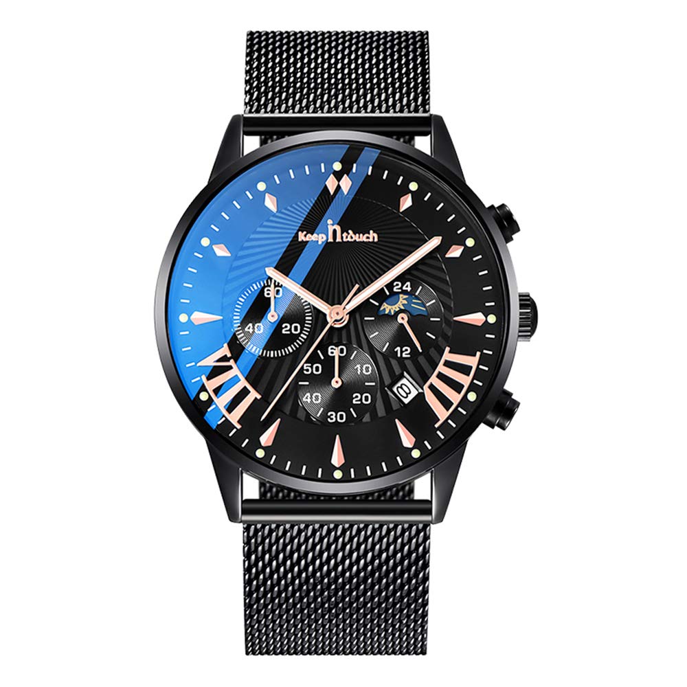 MICGIGI Men's Watch Analog Quartz Wrist Watch with Stainless Steel Mesh Strap Waterproof Watch