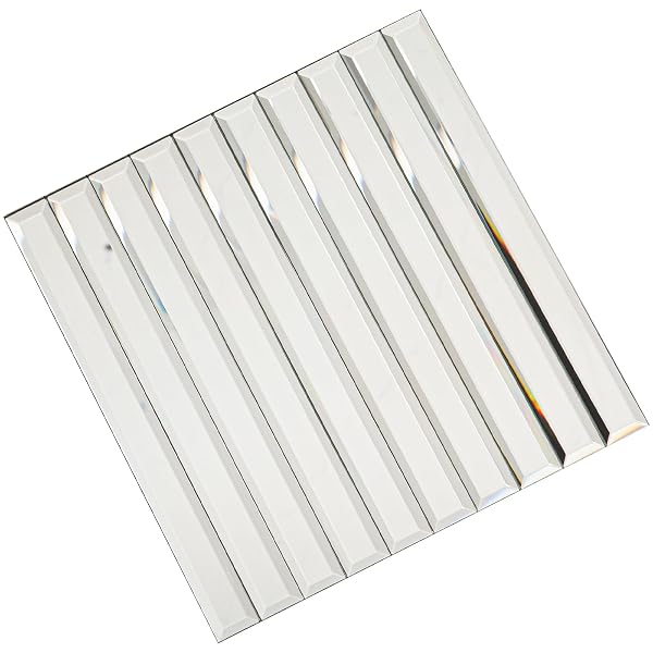 LOVDECO PEEL AND STICK MIRROR STRIP TILE, 1.2 X 12 INCHES MIRROR TILES FOR KITCHEN BACKSPLASH AND BATHROOM WALL (5 PIECES, 5 SQ.FT.)