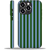 WANKBLC Compatible with iPhone 16 Pro Matte Case, Green and Blue Stripes Geometric Vertical Line Pattern for Girl Full Body Design Soft Silicone Drop Shock Scratch Protection